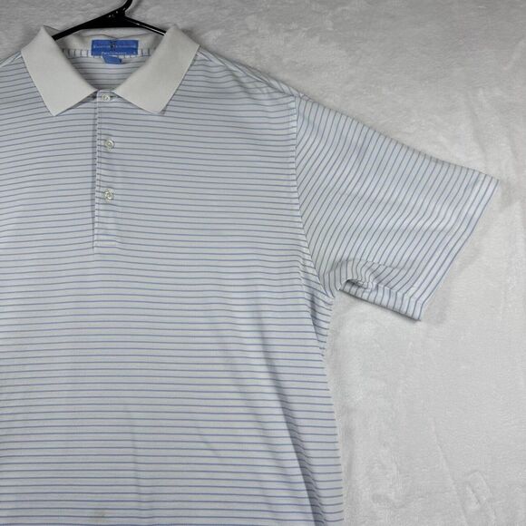 Fairway Greene Polo Shirt Mens Large White Striped Golf‎ Casual Logo - Picture 2 of 12